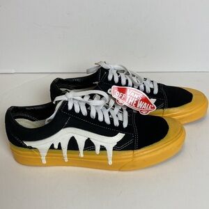 VANS NWT Drip Black Yellow White Men’s 10.5 Streetwear Custom Sneakers Skater
